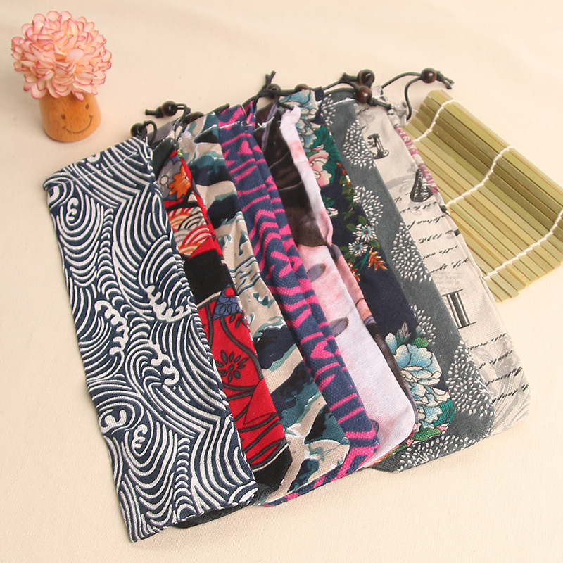 日式和风餐具收纳袋 束口布袋 旅行餐具袋子厂家批发支持