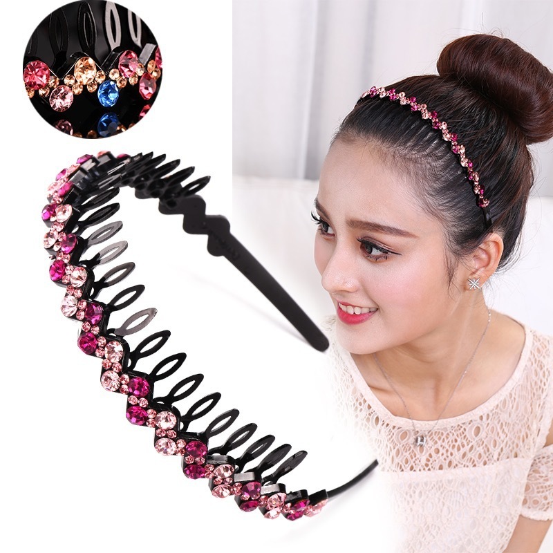 Hair clip hairpin for women girls hair accessories Pin water drill hoop with toothed headband for women hairpin acrylic wave Headband