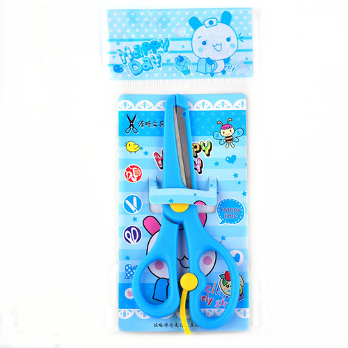 Primary school students' safety spring scissors children's manual scissors paper-cut plastic scissors utility knife kindergarten with packaging