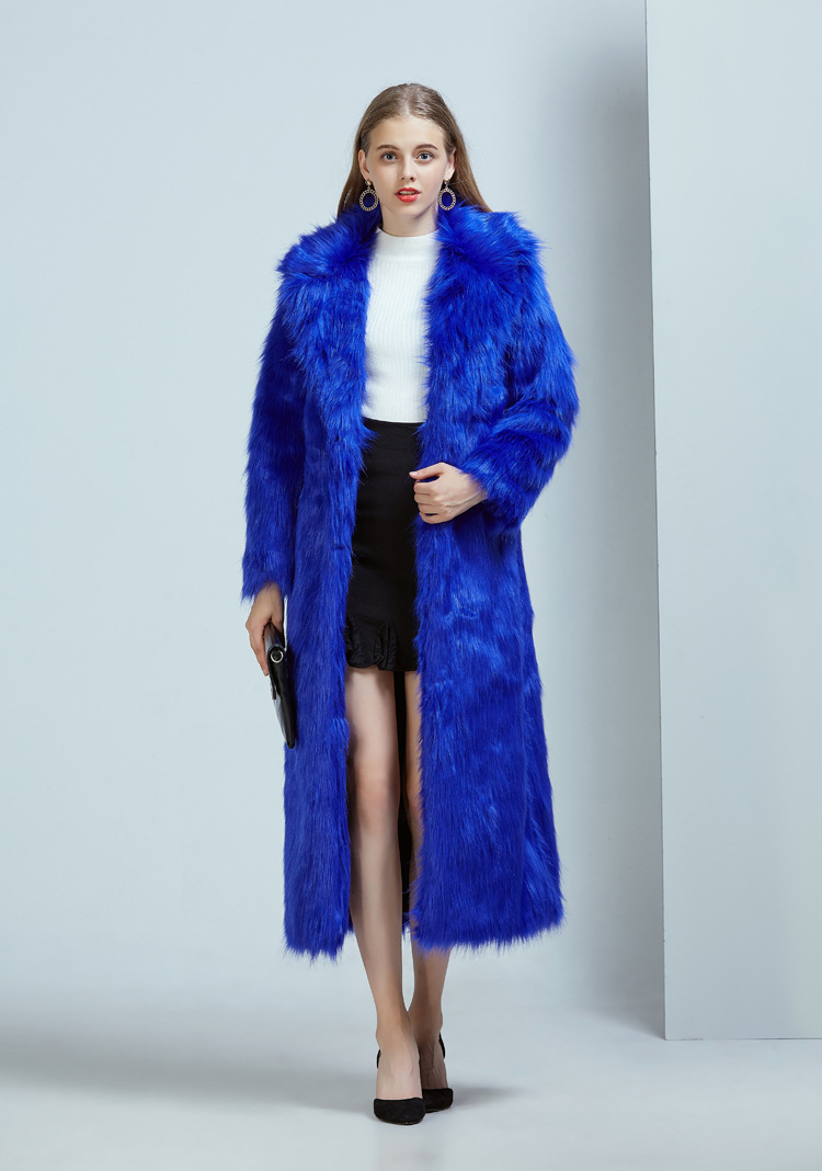 Ropa de mujer Abrigo de piel con cuello de traje superlargo de piel_voghion.com