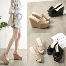 2021新款甜美时尚休闲简约高跟坡跟厚底女拖鞋松糕女凉鞋118-32