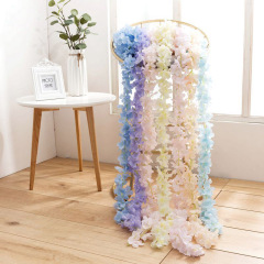 White Artificial Flower Vine with Dense Wisteria and Hydrangea Designs, Wall-Hanging Decorative Rattan for Wedding Ceiling Decoration – Fake Flowers
