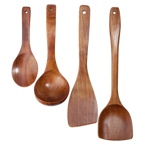 Wooden spatula for non-stick pots, rice spoon, wooden spatula, long-handled wooden spatula, stir-fry wooden spoon, household kitchen utensil set