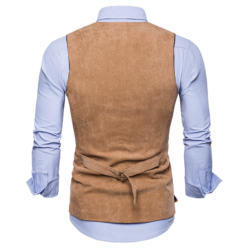 Sumitong men's spring and autumn new corduroy single breasted waistcoat