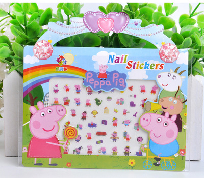 Pig sister children Cartoon Nail stickers Female baby waterproof Non-toxic Nail enhancement nail Sticker Sticky paper gift