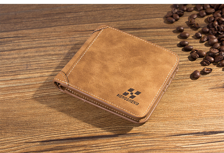 Men's Wallet Men's Short Frosted Leather Retro Tri-fold Vertical Wallet Youth Korean Version Multi-card Slot display picture 27