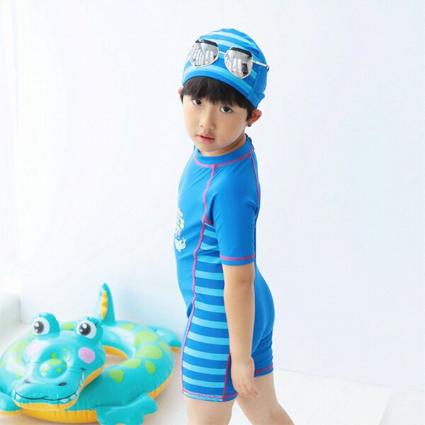 Children's cartoon swimwear for boys with zipper
