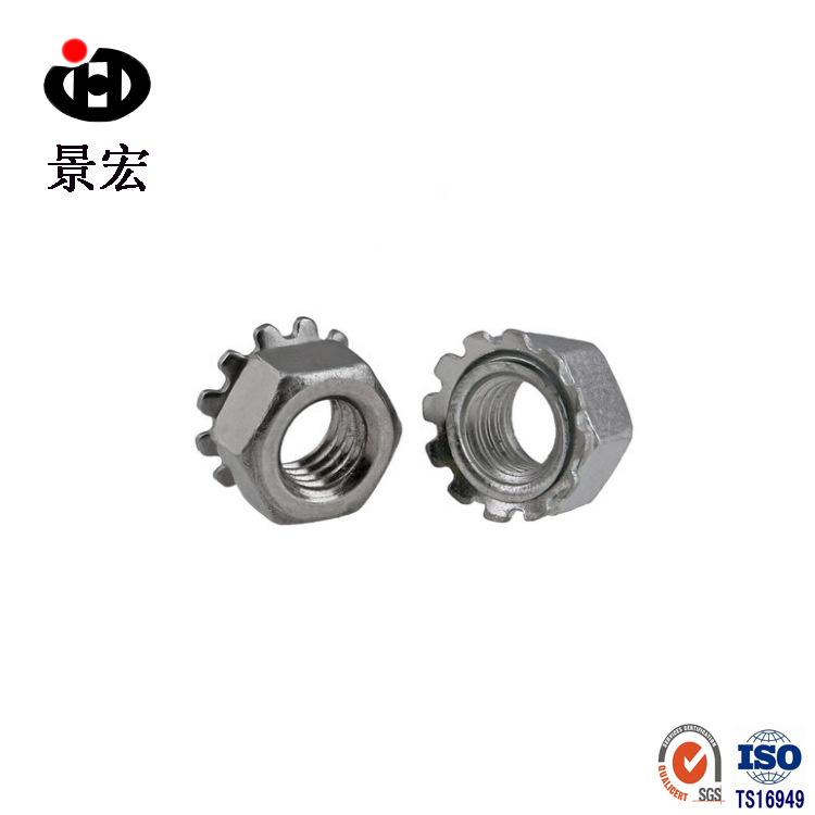 厂家销售304不锈钢扣紧螺母 浙江温州k型防松花齿螺母M3-M5