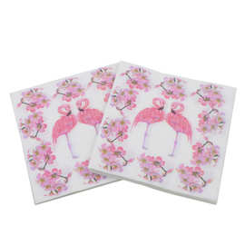 粉色印刷火烈鸟图案餐巾纸蝶骨巴特包包台灯装饰品多用途使用