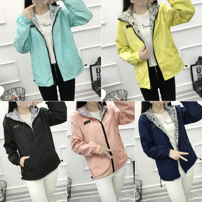 2020春秋新款外套女潮学院风宽松学生薄款两面穿连帽百搭韩版风衣