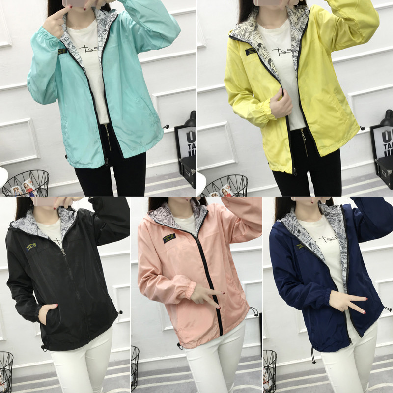 2020春秋新款外套女潮学院风宽松学生薄款两面穿连帽百搭韩版风衣