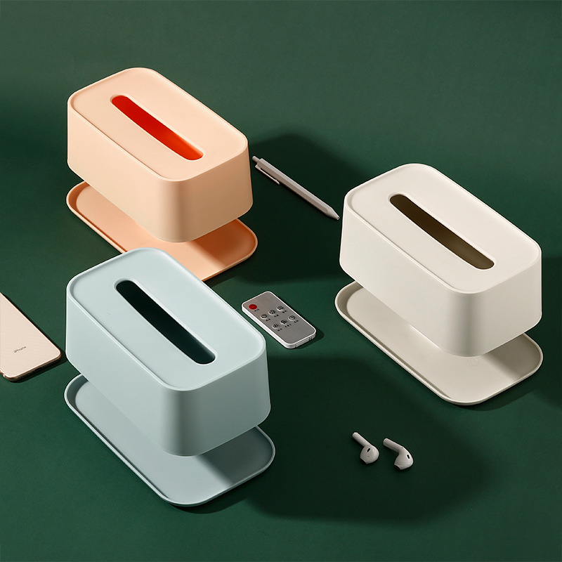 桌面紙巾盒 遙控器收納盒 家用多功能收納客廳茶幾餐巾抽紙盒380g