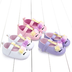 Baby First-Walker Shoes with Soft Soles, Newborn Booties, Baby Cotton Shoes with Velcro and Floral Design, Model 2067