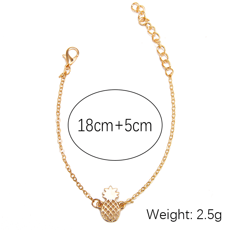 Cute Cutout Three-dimensional Pineapple Alloy Ladies Fruit Bracelet Anklet display picture 13