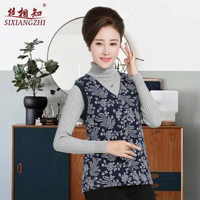 Silk Know Женская одежда среднего и пожилого возраста Шелковый теплый жилет ручной работы из шелка тутового дерева Женская внутренняя майка Невидимый хлопковый жилет