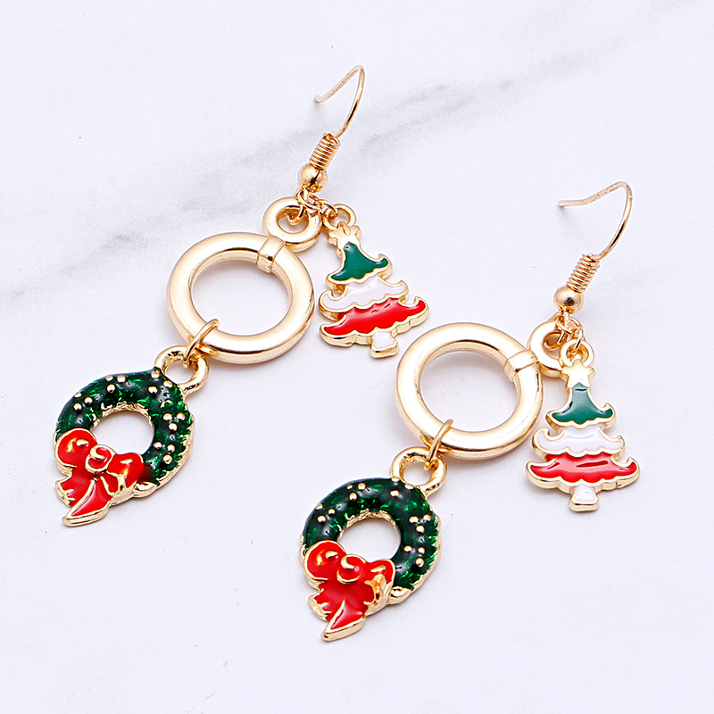 Christmas Elk Christmas Tree Cartoon Bell Santa Claus Earrings Wholesale Nihaojewelry display picture 13