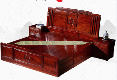 Mahogany furniture To fake something antique Marriage bed modern Big bed Double bed 1.8 All solid wood New Chinese style Simplicity Africa Rosewood