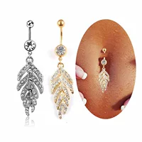 Желаю Amazon внешней торговли AliExpress популярное кольцо для пупка в форме листа и пера кольцо для пупка Пряжка для пирсинга пупка Украшения для тела