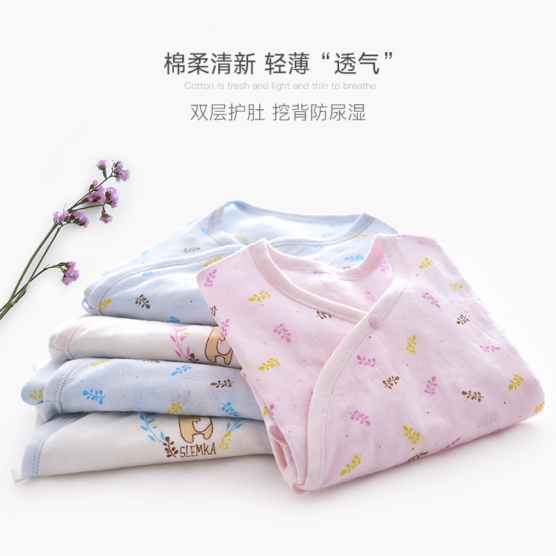 Sheng Zerka pure cotton baby Underwear A summer Baby Short sleeved Gauze Monk clothes Half-back clothing 2 On behalf of