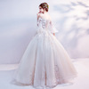 New champagne bridal wedding dress Princess trumpet sleeve dress