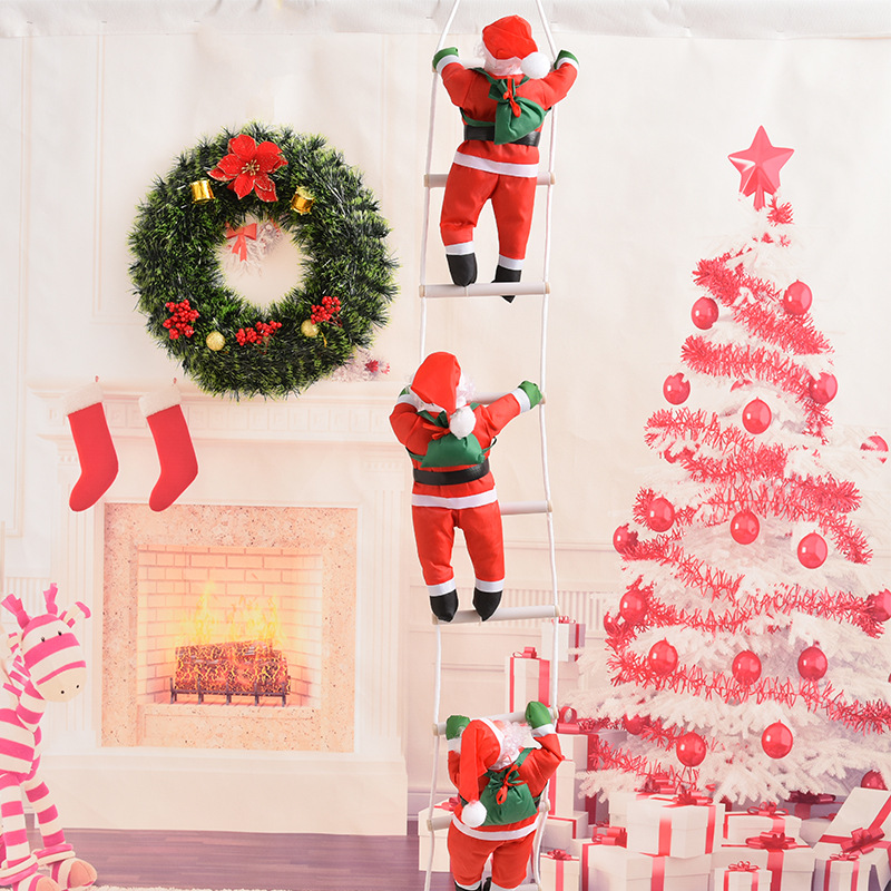 Santa Claus Pendant 40CM Climbing Ladder Climbing Rope Santa Claus Doll Christmas Holiday Home Decorations 