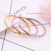 Golden fashionable women's bracelet stainless steel for beloved, jewelry, accessory, pink gold, European style