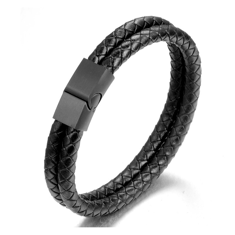 woven black bracelet stainless steel