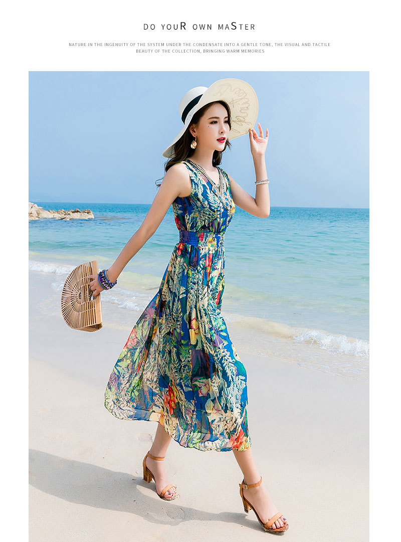 Elegantes Langes Florales Boho Kleid Für Damen Aus Seide Mode_voghion.com