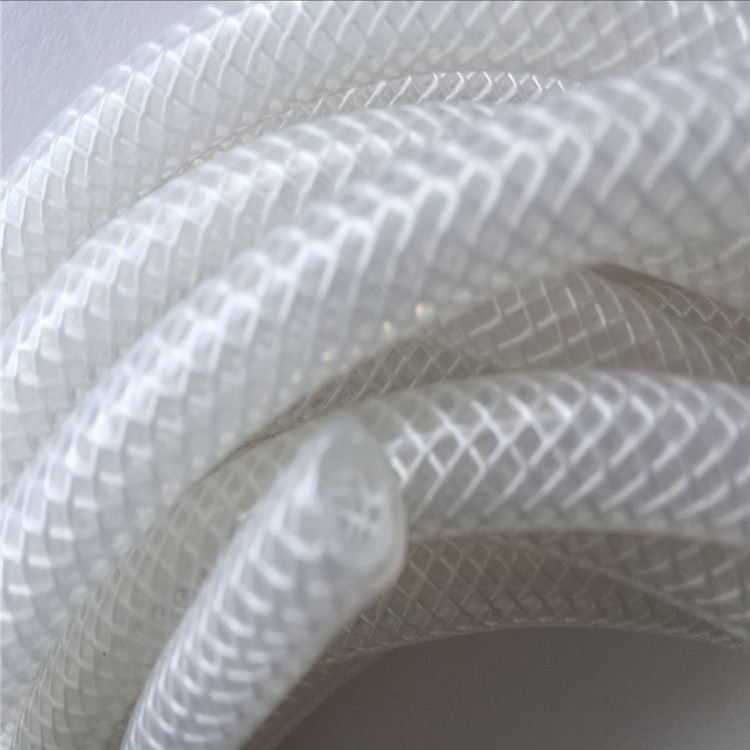 GREATFLEX厂家定制透明网纹纤维编织增强高温高压食品级硅胶管