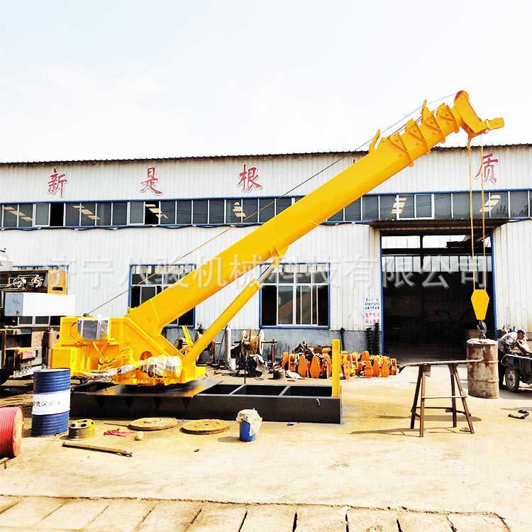 船吊 定 做船用吊机 小型3.2吨渔船船吊机 加长臂长 油电两用