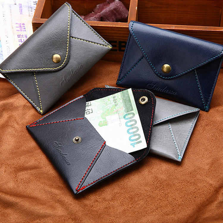45g Weight Pu Leather Material Solid Color Pattern Unisex Gender Light Grey, Red, Blue, Black Color Korean New Simple Multi-card Position Ultra-thin Purse 1