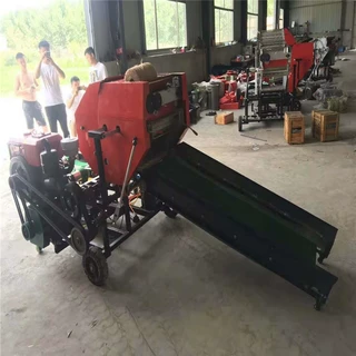 农牧业稻草打捆包膜机 甜叶菊饲草压块机 麦秸秆粉碎打捆包膜机