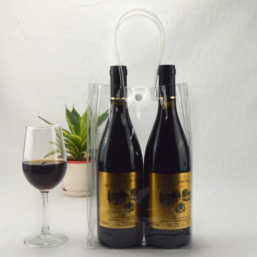 Transparent PVC portable gift wine bag shampoo PVC handbag PVC transparent red wine beauty and hairdressing handbag