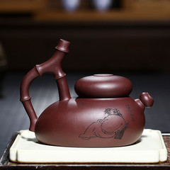 New Yixing famous creative purple clay teapot, fully handmade strong bamboo teapot, Kung Fu tea set online store, one piece drop shipping
