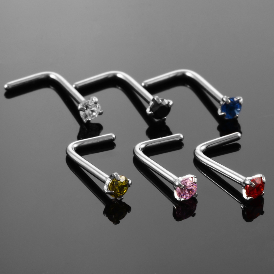 Simple Style Geometric Stainless Steel Inlay Zircon Nose Ring 1 Piece