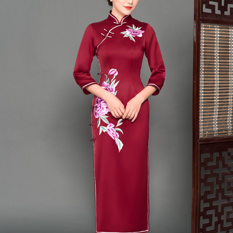 Traditional Chinese Dress Qipao Dresses for Women Embroidery Wedding Wedding cheongsam dress dress dress elegant large size cheongsam 