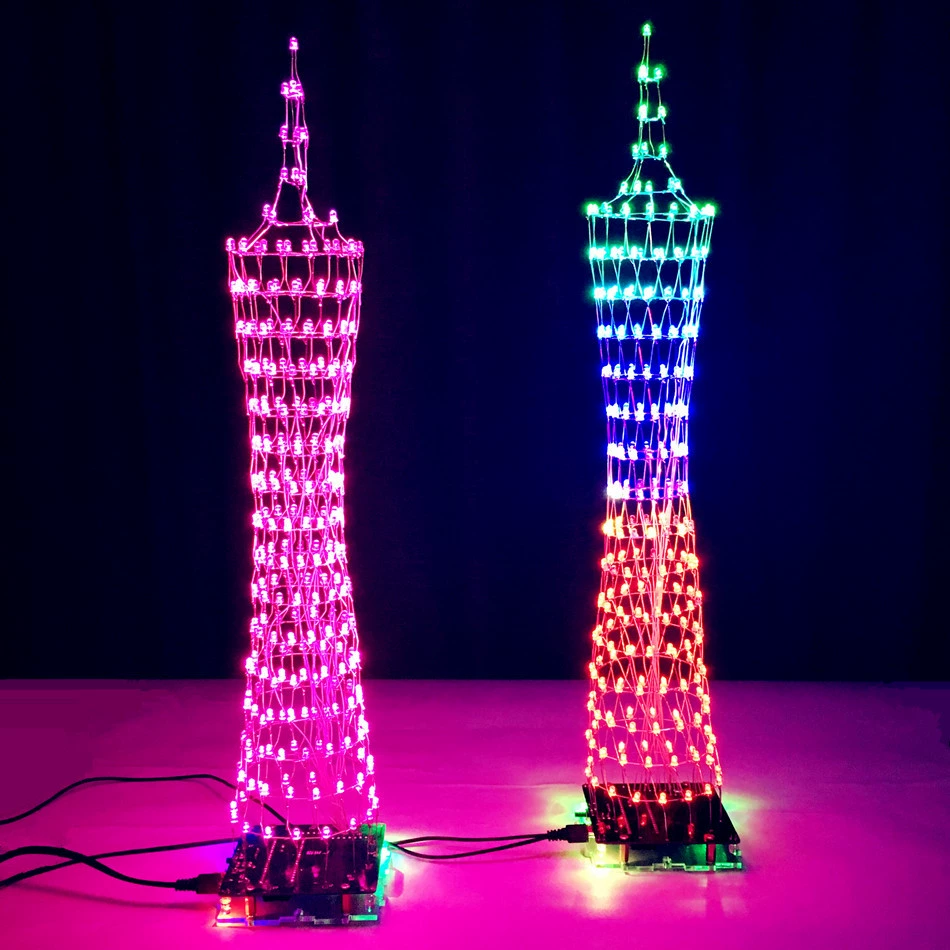 Цветной набор Guangzhou Tower + ракушка, набор DIY Guangzhou Tower, поднимается вдоль Guangzhou Tower, электронный DIY