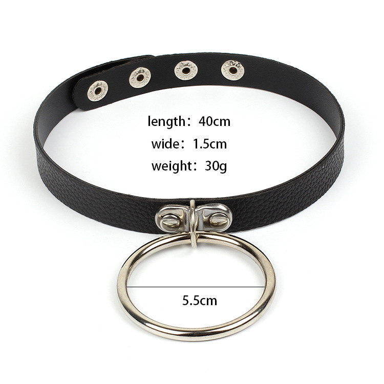 40g Weight Choker Classification Pu Leather Material Circle Pattern Women'S Gender Fashion Style White, Black Color Fashion Circle Pu Leather Choker Wholesale 无