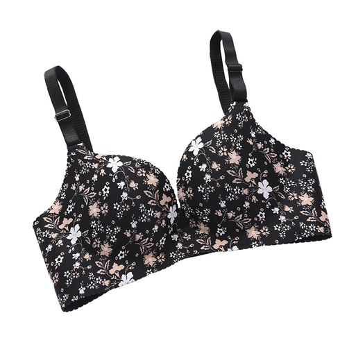 Factory wholesale one-piece seamless thick and thin style underwire-free small-breasted teenage bra set with push-up and shaping function