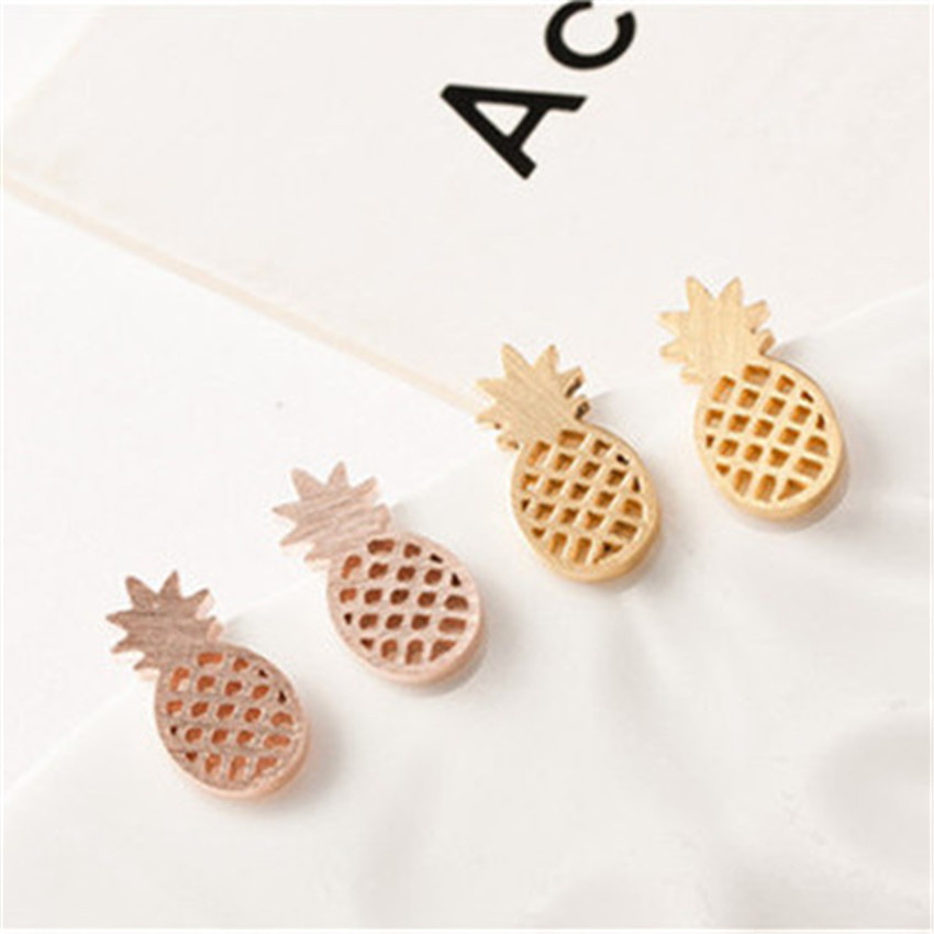 Necklace Hot Fruit Pineapple Pendant Necklace Earring Set Hollow Pineapple Earrings display picture 4