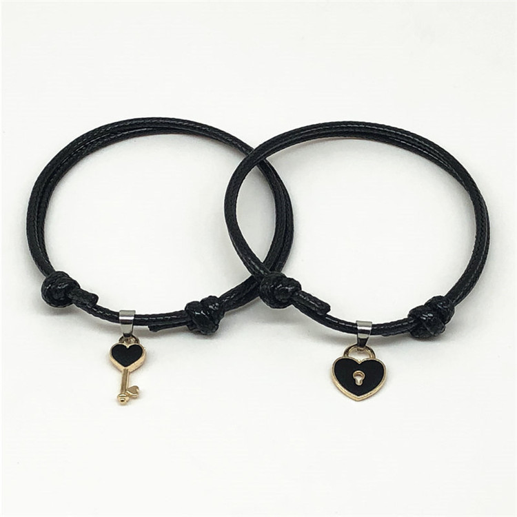 A pair of simple couple bracelet key love lock bracelet jewelry bracelet wholesale cross-border supply jewelry A pair of simple couple bracelet key love lock bracelet jewelry bracelet wholesale cross-border supply jewelry