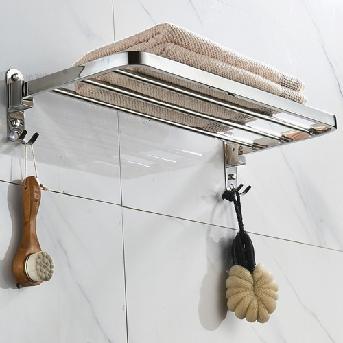 Towel Rack Bathroom Bath Towel Rack Toilet 304 Stainless Steel Bathroom Shelf Wall Mount No Drill Clothes Rack