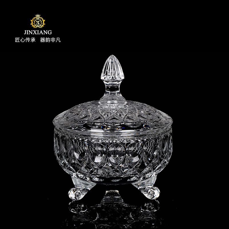 首饰ins梳妆台玻璃罩收纳盒桌面欧式首饰盒储物罐水晶展示糖果罐