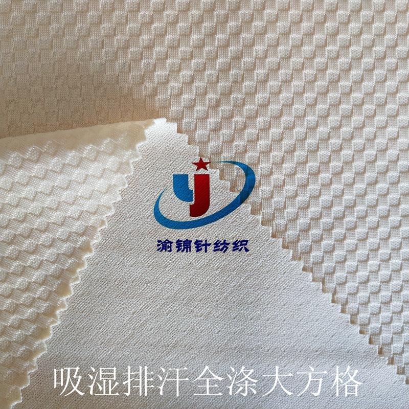 厂家专业织造全涤方格面料 方网眼布沙发套床套 户外男女服装面料
