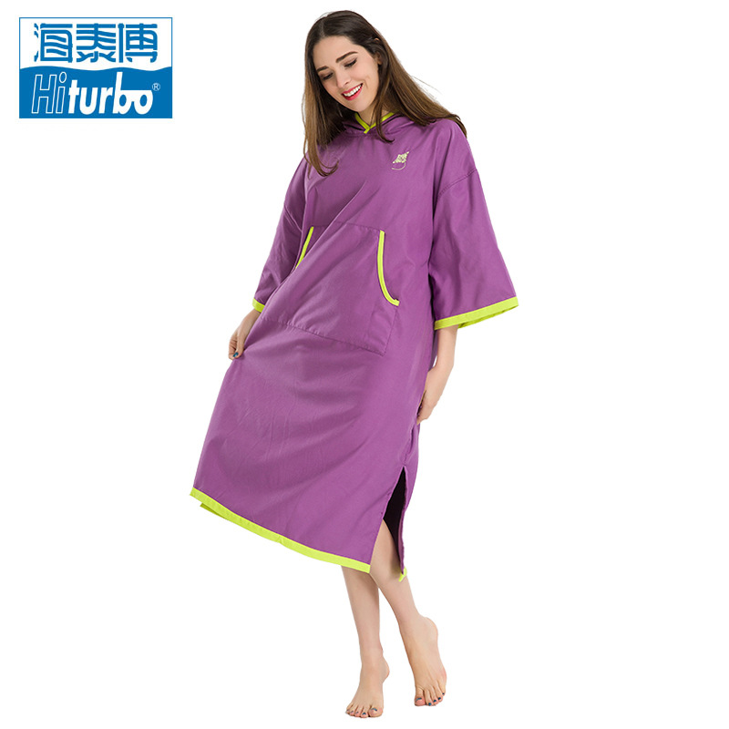 HAITABO (HITURBO) 비치 목욕 가운 다이빙 변화하는 옷 판초 망토 목욕 타월 방풍 따뜻한 옷
