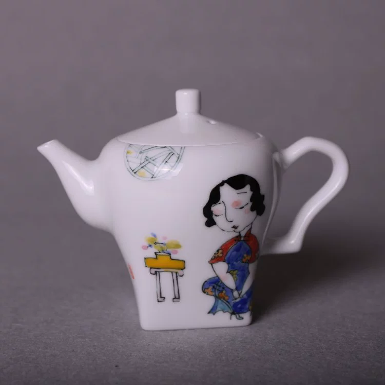 Чайный сервиз с мультяшным рисунком, ручная работа, ручная роспись