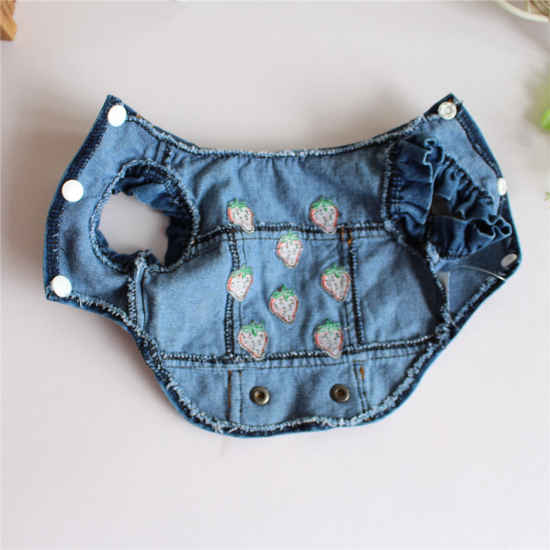 Cute Denim Strawberry Pet Clothing display picture 5