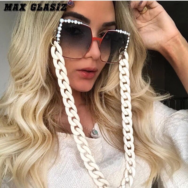 Retro Black White Glasses Chain display picture 10