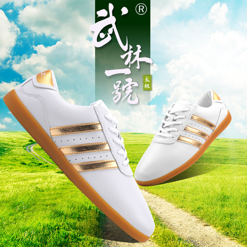 Wulin soft leather folding shoes sports morning exercise shoes rib sole  anti slip wear-resistant kung fu shoes man