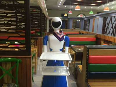 4S goddess Food and Beverages robot Magnetic track Navigation Autonomous Avoidance Welcome Voice Announcements Exhibition advertisement Propaganda